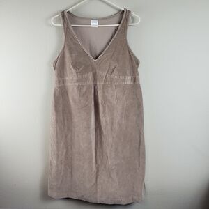Motherhood Maternity Womens Beige Sleeveless V Neck Above Knee‎ Shift Dress Sz L